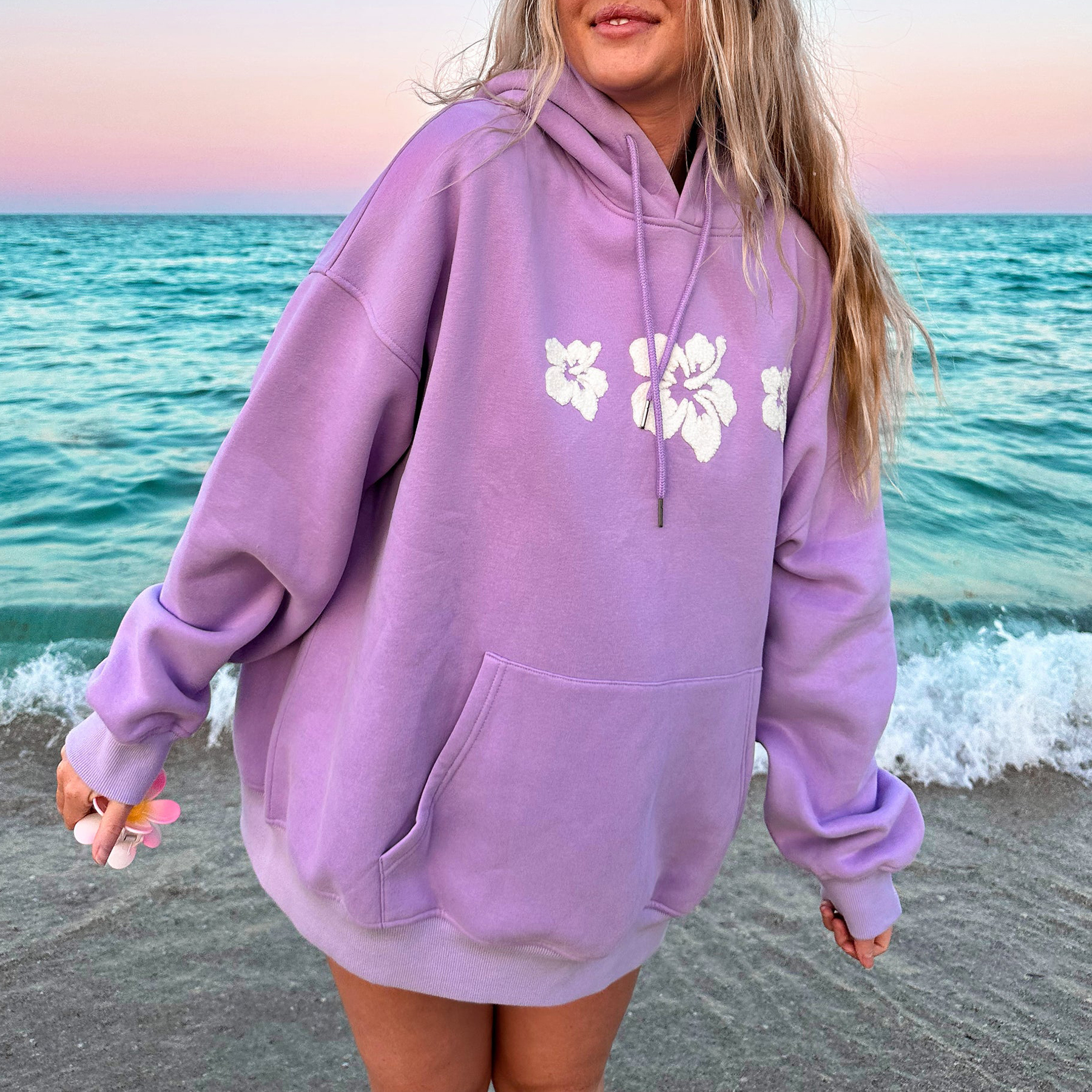 HIBISCUS FLOWER TOWEL EMBROIDER HOODIE